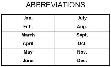 Calendar abbreviation. .